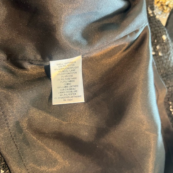 MILLY SET - Tweed Black Leather trim peplum top and skirt set - Picture 14 of 14